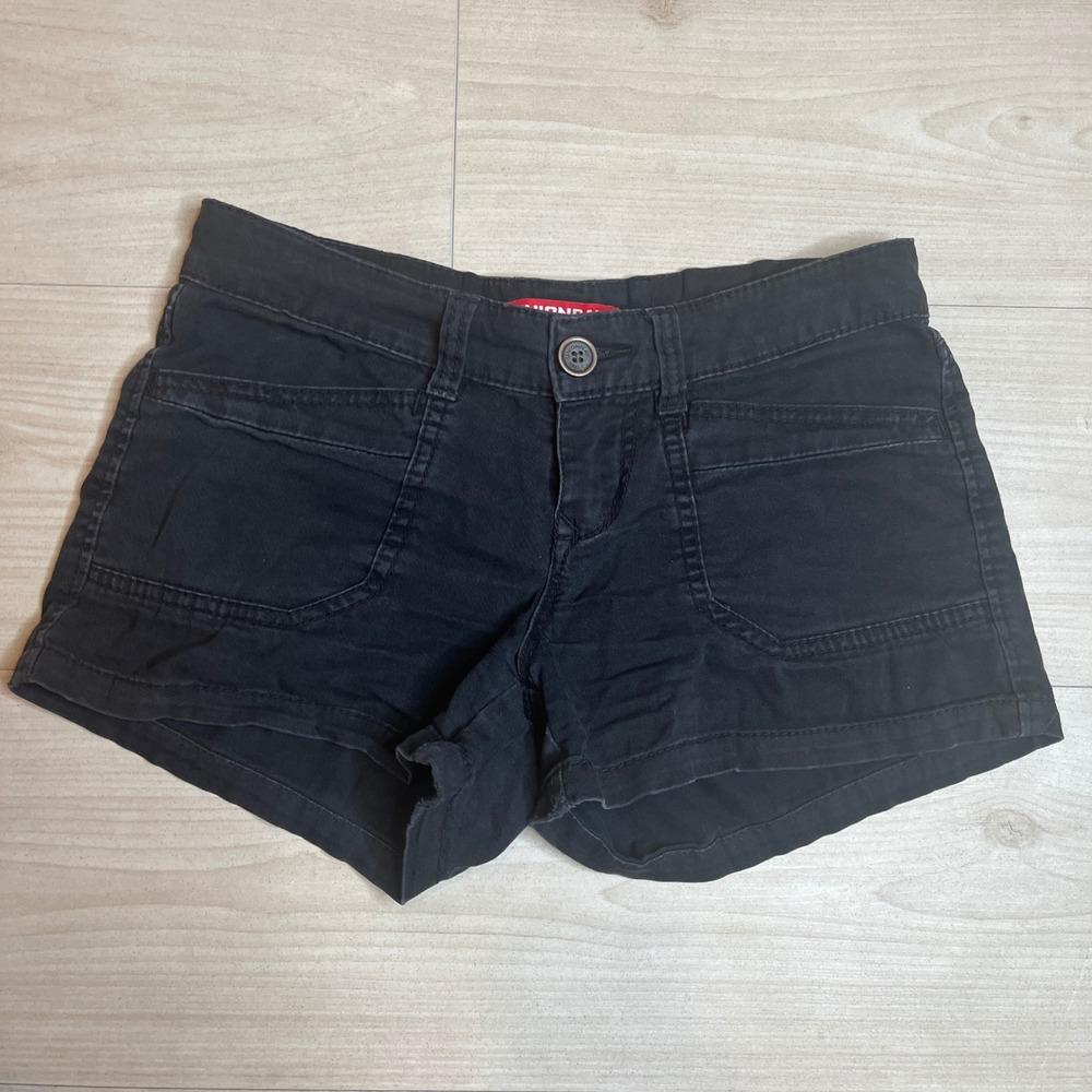 Unionbay Black Y2K Cargo Mini Shorts Women Size 1 Low Rise